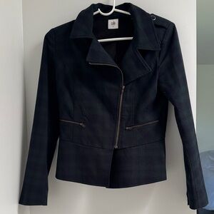 CAbi Dark Green and Black Plaid Women's Blazer Size 0